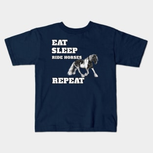 Eat Sleep Ride Horses Repeat Cool Design For Horse Nature Animals Lovers Kids T-Shirt